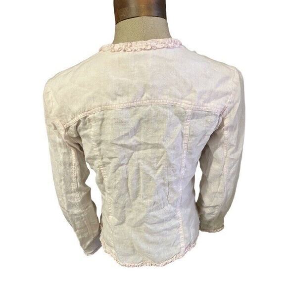 Chico's Cardigan Womens Size 1 Pink Linen Open Front Long Sleeve Solid - Picture 2 of 6